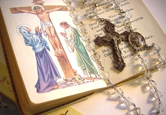 This photo of religious articles - a rosary and prayer book - was taken by US photographer Pam Roth.
